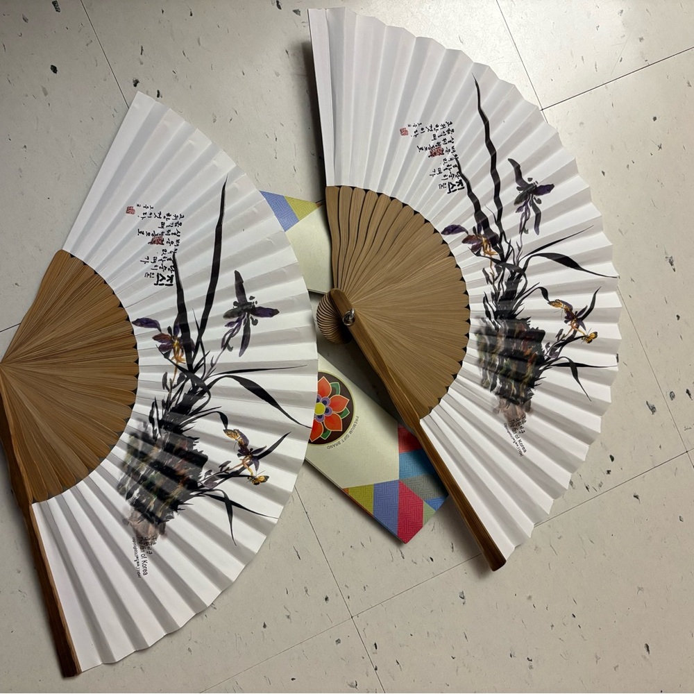 Elegant White and Brown Hand Fan